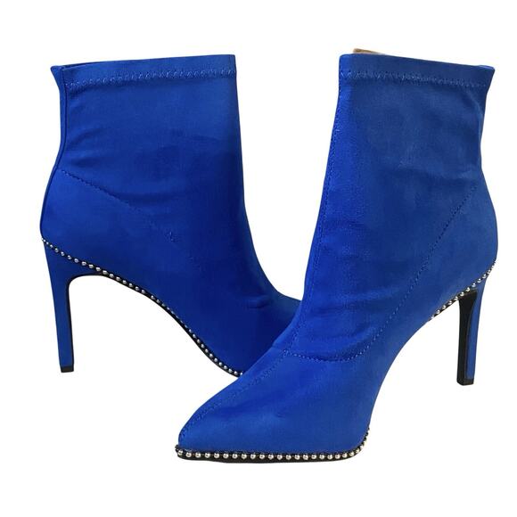 BAR III Womens Blue Beaded Stretch Melanay Pointed Toe Stiletto Booties Size 5 M - Picture 8 of 12